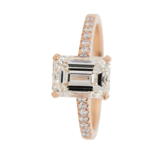 14k Rose Gold 3.01ct GIA-Certified Emerald-Cut  Diamond Engagement Ring - Image 7