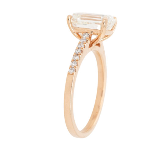 14k Rose Gold 3.01ct GIA-Certified Emerald-Cut  Diamond Engagement Ring - Image 8