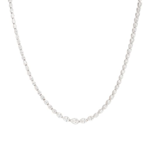 14k White Gold 3.45ctw Graduating Pear Diamond Necklace - Image 3