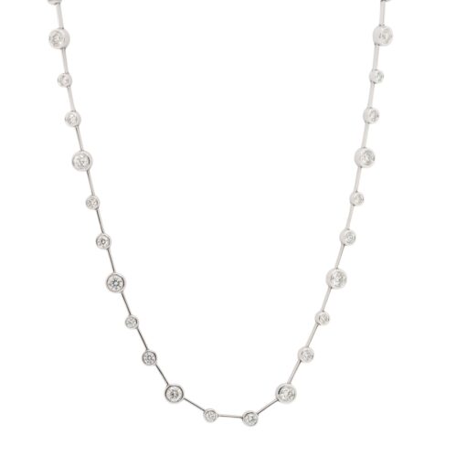 14k White Gold Diamond By-The-Yard Bezel Necklace - Image 3