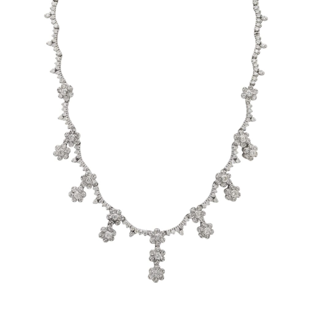 Diamond Flower Drop Necklace