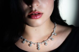 Diamond Flower Drop Necklace