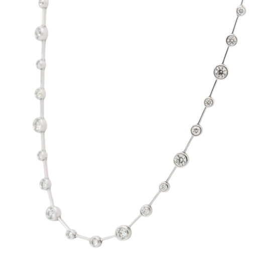 14k White Gold Diamond By-The-Yard Bezel Necklace - Image 5
