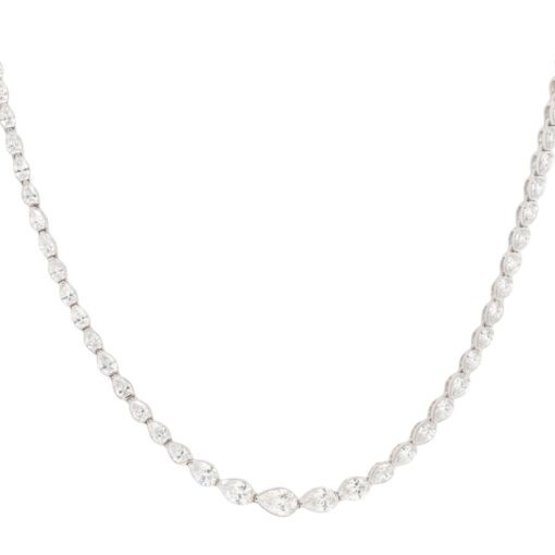 14k White Gold 3.45ctw Graduating Pear Diamond Necklace - Image 2
