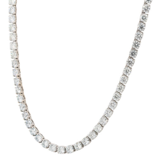 18k White Gold 24.20ctw Diamond Tennis Necklace - Image 4