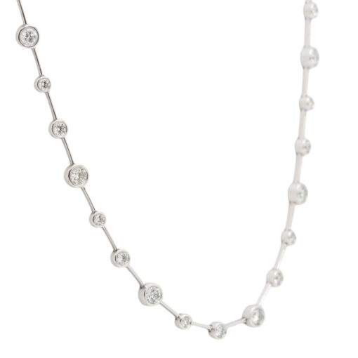 14k White Gold Diamond By-The-Yard Bezel Necklace - Image 6