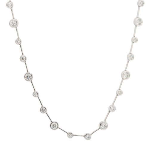 14k White Gold Diamond By-The-Yard Bezel Necklace - Image 2