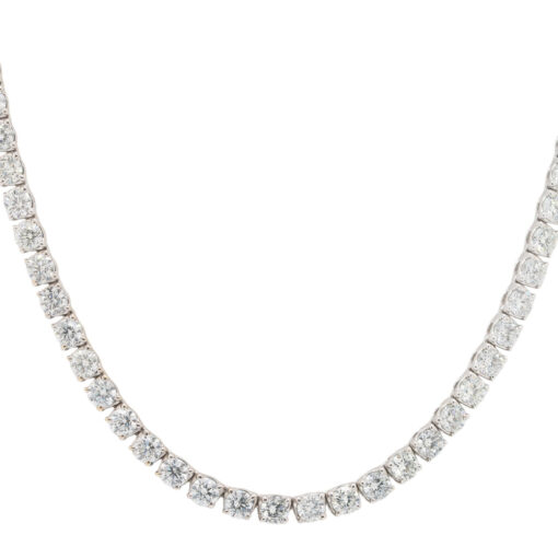 18k White Gold 24.20ctw Diamond Tennis Necklace - Image 2