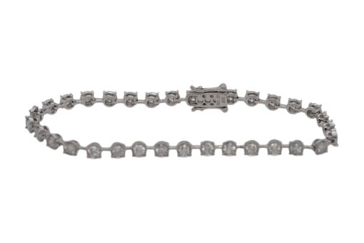 10k White Gold 3.30ctw Round Brilliant Diamond Tennis Bracelet - Image 2