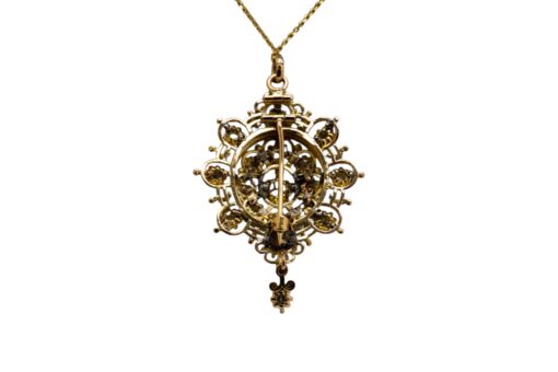 14k Yellow Gold Pendant with Natural Rose Mixed Cut Diamond Necklace - Image 2