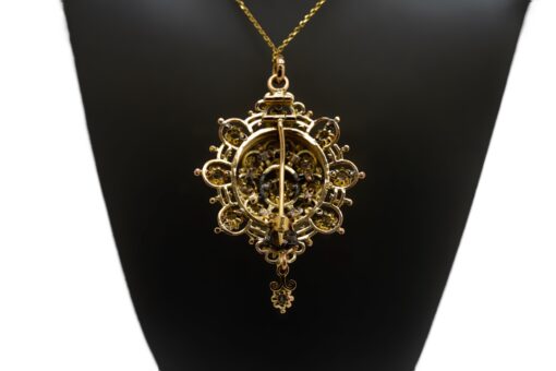 14k Yellow Gold Pendant with Natural Rose Mixed Cut Diamond Necklace - Image 9