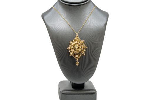 14k Yellow Gold Pendant with Natural Rose Mixed Cut Diamond Necklace - Image 6