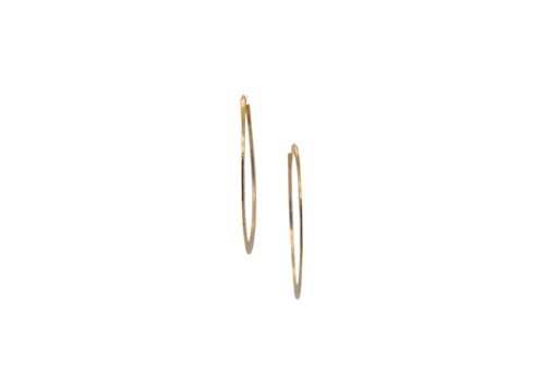 18k Yellow Gold Hammered Hoop Earrings - Image 2