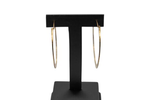 18k Yellow Gold Hammered Hoop Earrings - Image 5