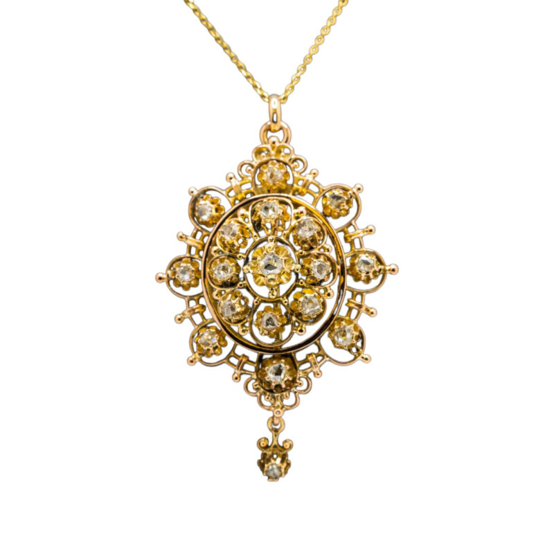 Diamond Brooch Pendant Necklace