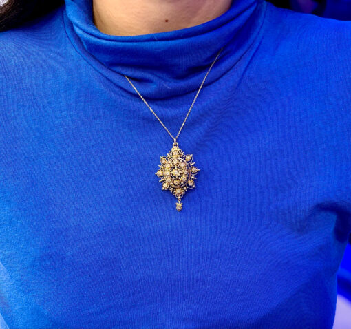 Diamond Brooch Pendant Necklace