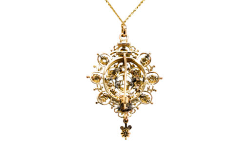 Diamond Brooch Pendant Necklace