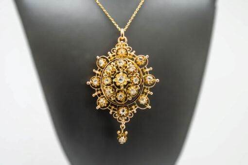 Diamond Brooch Pendant Necklace