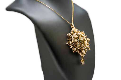Diamond Brooch Pendant Necklace