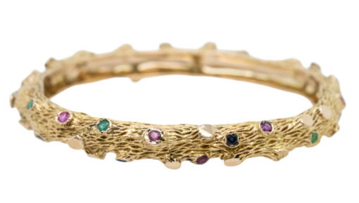 Emerald Sapphire Bark Bangle