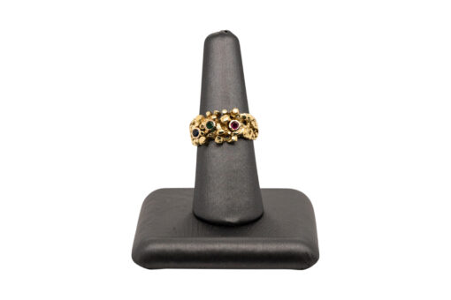 Emerald Sapphire Bark Ring