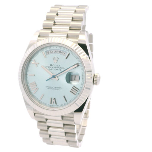 Rolex 228236 Platinum Day-Date Ice Blue Roman Dial Watch