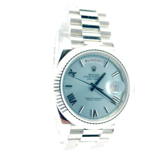 Rolex 228236 Platinum Day-Date Ice Blue Roman Dial Watch