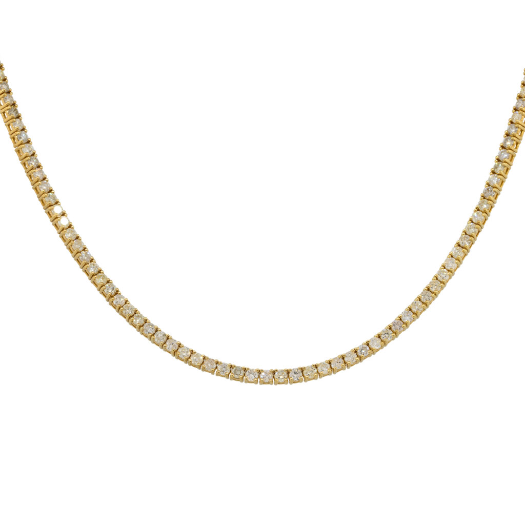 14k Yellow Gold 8.62 ctw Diamond 22" Tennis Chain Necklace