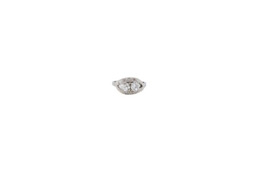 14k White Gold Two Stone Ring 1.25ctw of Natural Diamonds