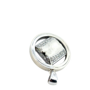 14k White Gold 3 ctw Natural Diamond Spinning Center Halo Pendant