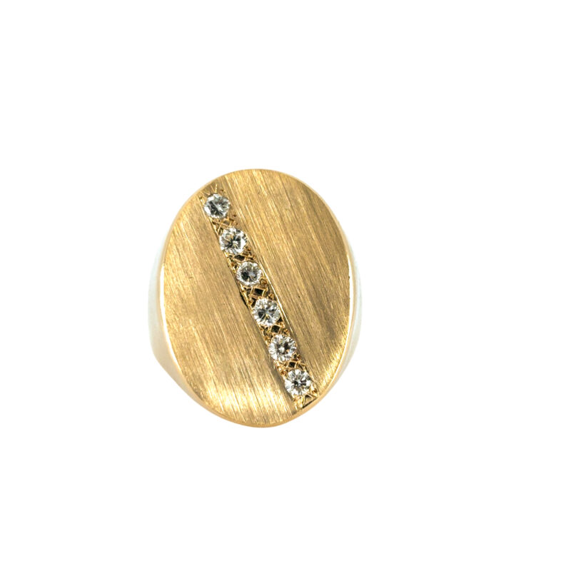 14k Yellow Gold Signet Ring set with Approximately 0.20ctw of Natural Diamonds