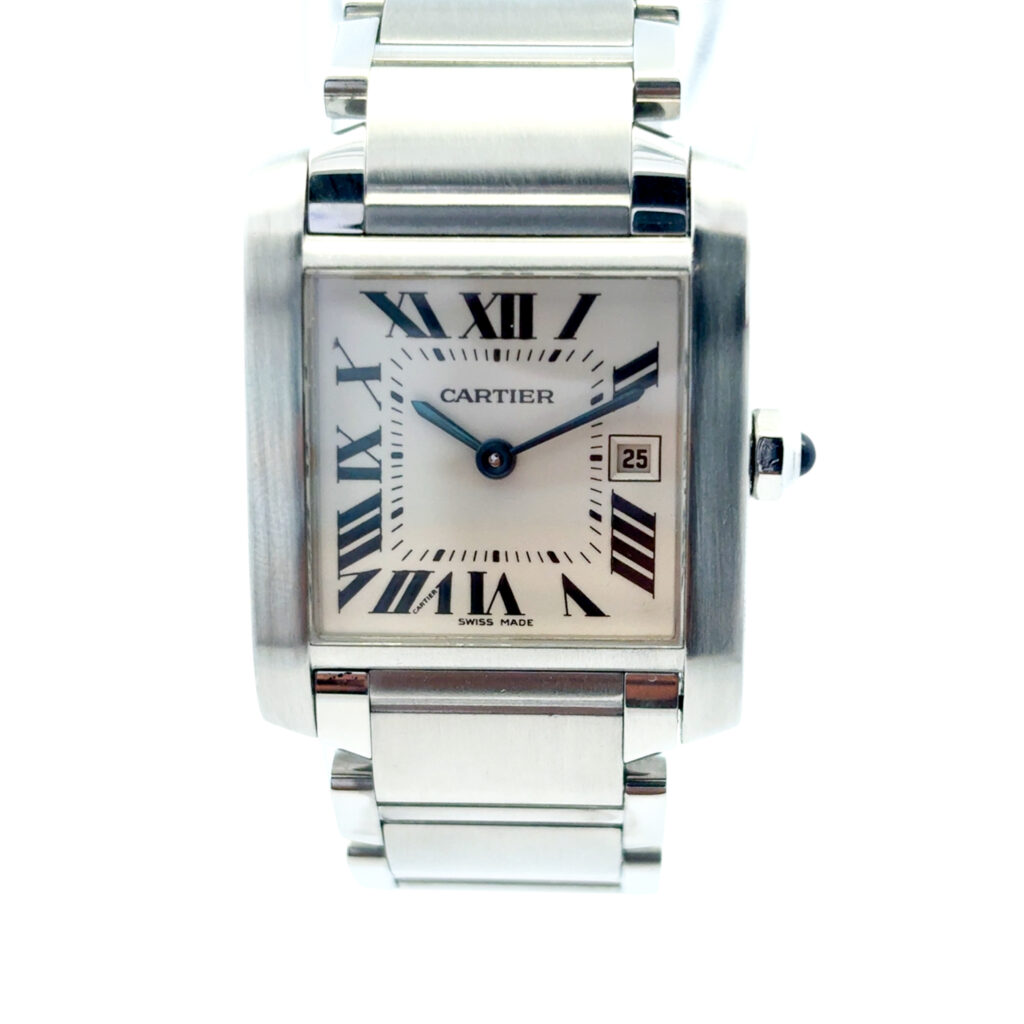 Cartier Tank Francaise Ladies Watch Medium Quartz Stainless Steel Silver Dial Bracelet