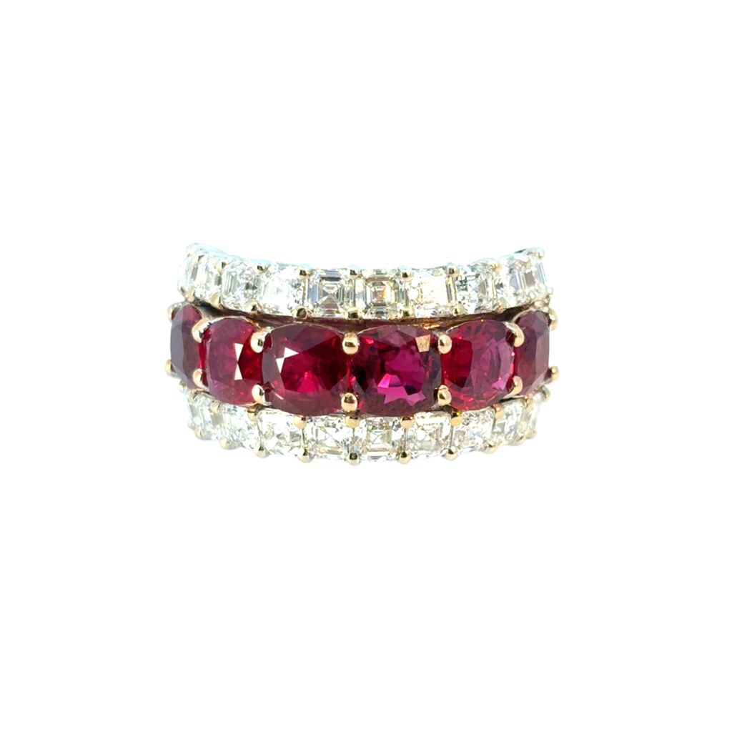 3 Row Ruby Ring