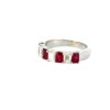 14k White Gold 1.72ctw Natural Emerald Cut Diamond and Ruby Ring