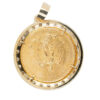 18k Yellow Gold Diamond Bezel Pendant with 1922 50 Peso 24k Gold Coin