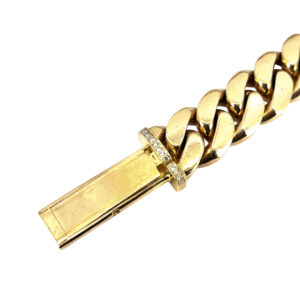 10k Yellow Gold Cuban Chain Link Necklace with 6.3 ctw Diamond Box Clasp