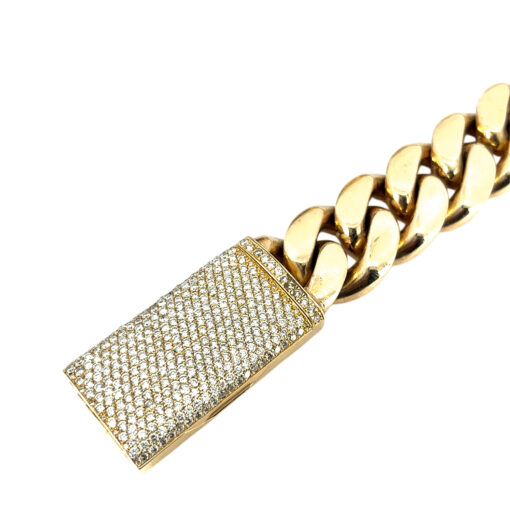 10k Yellow Gold Cuban Chain Link Necklace with 6.3 ctw Diamond Box Clasp