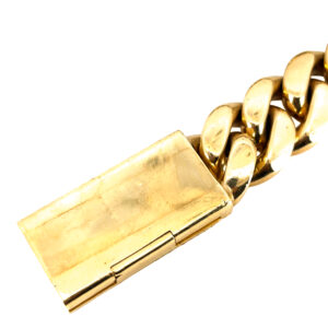 10k Yellow Gold Cuban Chain Link Necklace with 6.3 ctw Diamond Box Clasp