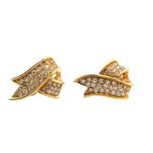 Gold Diamond Ribbon Earrings