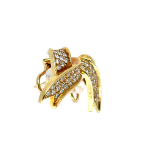 Gold Diamond Ribbon Earrings