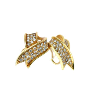 Gold Diamond Ribbon Earrings