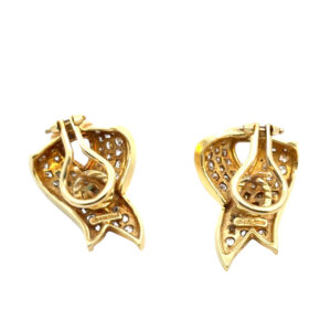 Gold Diamond Ribbon Earrings
