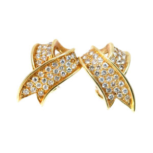Gold Diamond Ribbon Earrings