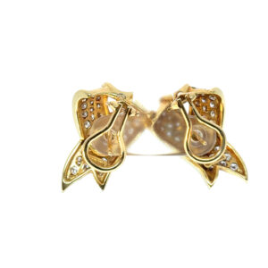 Gold Diamond Ribbon Earrings