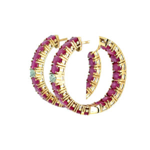 Ruby Diamond Hoop Earrings