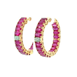 Ruby Diamond Hoop Earrings