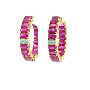 Ruby Diamond Hoop Earrings