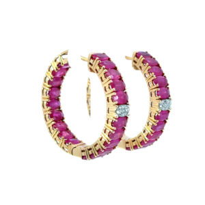 Ruby Diamond Hoop Earrings