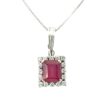 14k White Gold Glass Filled Ruby with Diamond Pendant on a 14k White Gold Classic Box Chain Necklace - Image 11
