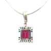 14k White Gold Glass Filled Ruby with Diamond Pendant on a 14k White Gold Classic Box Chain Necklace - Image 4